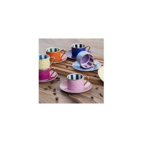 Kosova FNC-07 6'lı Altın Yaldızlı Lüx Bone China Kahve Fincan Takımı