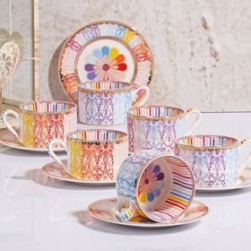 Kosova FNC-12 Bone China Nokta Çizgili Nescafe Fincan Takımı