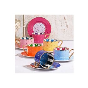Kosova FNC-12 Bone China Nokta Çizgili Nescafe Fincan Takımı