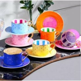 Kosova FNC-12 Bone China Nokta Çizgili Nescafe Fincan Takımı