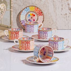 Kosova FNC-12 Bone China Nokta Çizgili Nescafe Fincan Takımı