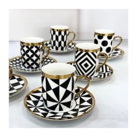 Kosova İst-181 Black Pattern 6'lı Nescafe Takımı