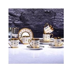 Kosova İST104 Beyaz Gold Kahve Fincan Seti