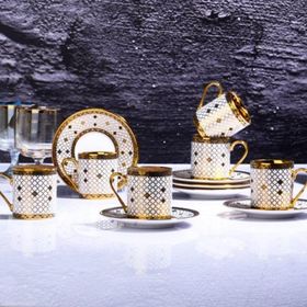 Kosova İST104 Beyaz Gold Kahve Fincan Seti