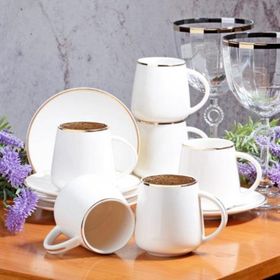 Kosova New Bone China Beyaz Yaldızlı Kahve Fincan Seti