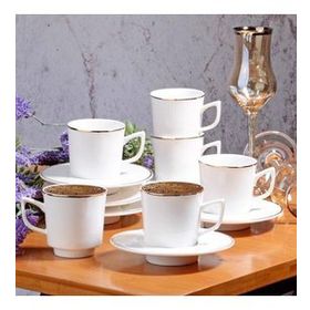 Kosova New Bone China Beyaz Yaldızlı Kahve Fincan Seti