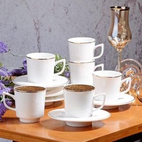 Kosova New Bone China Beyaz Yaldızlı Kahve Fincan Seti