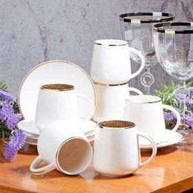 Kosova New Bone China Beyaz Yaldızlı Kahve Fincan Seti