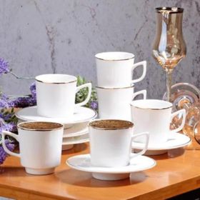 Kosova New Bone China Beyaz Yaldızlı Kahve Fincan Seti