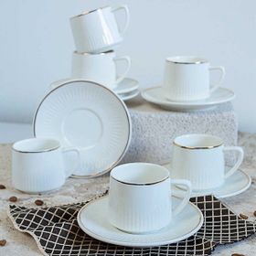 Kosova New Bone China Beyaz Yaldızlı Kahve Fincan Seti