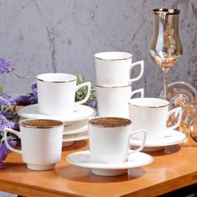 Kosova New Bone China Beyaz Yaldızlı Kahve Fincan Seti