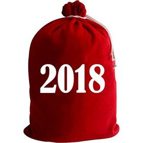 Kostümce Kadife 2018 Baskılı 60x75 Cm Noel Baba Hediye Dağıtım Çuvalı
