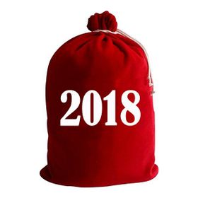 Kostümce Kadife 2018 Baskılı 60x75 Cm Noel Baba Hediye Dağıtım Çuvalı