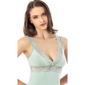 Kota Modelli 6607 V Yaka Dantel Askılı Pudra Kadın Atlet
