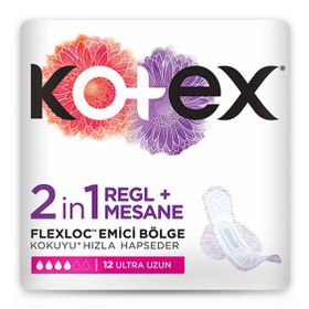 Kotex 12 Adet Ultra Uzun 2 in 1 Regl+mesane Pedi