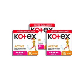 Kotex 3x16'lı Uzun Active Hijyenik Ped
