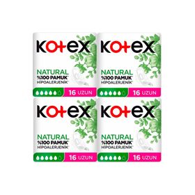 Kotex Natural Dörtlü Uzun 16x4 64 Adet Ped