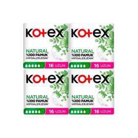 Kotex Natural Dörtlü Uzun 16x4 64 Adet Ped
