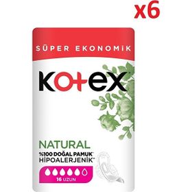 Kotex Natural Dörtlü Uzun 16x6 96 Adet Ped