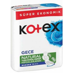 Kotex Natural Hipoalerjenik Gece 16'lı Ped