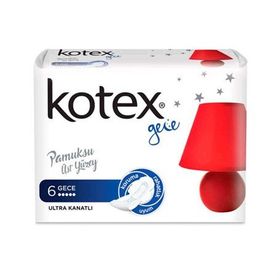 Kotex Ultra Kanatlı Gece Pamuksu Üst Yüzey 6'lı Kadın Pedi