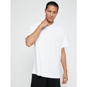 Koton 000 Beyaz Basic Spor Kapşonlu Kısa Kollu Erkek T-shirt