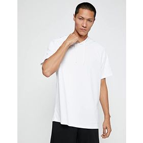 Koton 000 Beyaz Basic Spor Kapşonlu Kısa Kollu Erkek T-shirt