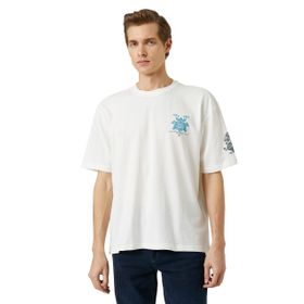 Koton 000 Beyaz Baskılı Bisiklet Yaka Kısa Kollu Erkek T-shirt