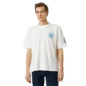 Koton 000 Beyaz Baskılı Bisiklet Yaka Kısa Kollu Erkek T-shirt