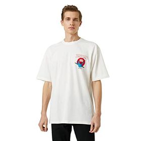 Koton 000 Beyaz Baskılı Bisiklet Yaka Kısa Kollu Erkek T-shirt