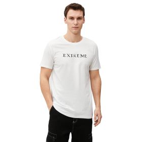 Koton 000 Beyaz Bisiklet Yaka Kısa Kollu Slogan Baskılı Erkek T-shirt
