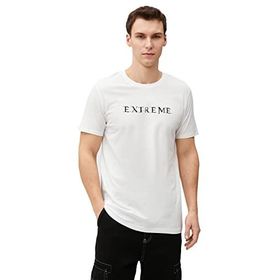 Koton 000 Beyaz Bisiklet Yaka Kısa Kollu Slogan Baskılı Erkek T-shirt