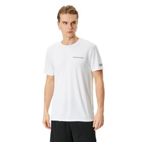 Koton 000 Beyaz Bisiklet Yaka Kısa Kollu Slogan Baskılı Erkek T-shirt