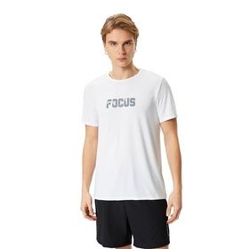 Koton 000 Beyaz Bisiklet Yaka Kısa Kollu Slogan Baskılı Erkek T-shirt