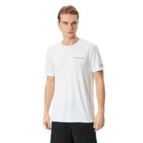 Koton 000 Beyaz Bisiklet Yaka Kısa Kollu Slogan Baskılı Erkek T-shirt