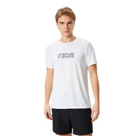 Koton 000 Beyaz Bisiklet Yaka Kısa Kollu Slogan Baskılı Erkek T-shirt
