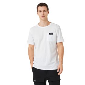 Koton 000 Beyaz Etiket Baskılı Cep Detaylı Bisiklet Yaka Erkek T-shirt