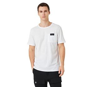 Koton 000 Beyaz Etiket Baskılı Cep Detaylı Bisiklet Yaka Erkek T-shirt