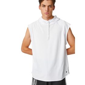 Koton 000 Beyaz Kapşonlu Kolsuz Dikiş Detaylı Atlet Erkek T-shirt