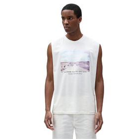 Koton 000 Erkek Beyaz Bisiklet Yaka Slogan Baskılı Atlet T-shirt