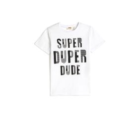 Koton 000 Erkek Çocuk Beyaz Bisiklet Yaka Kısa Kollu Baskılı T-shirt