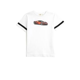 Koton 000 Erkek Çocuk Beyaz Bisiklet Yaka Kısa Kollu Baskılı T-shirt
