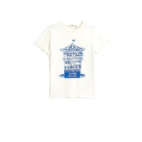 Koton 000 Erkek Çocuk Beyaz Bisiklet Yaka Kısa Kollu Baskılı T-shirt
