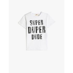Koton 000 Erkek Çocuk Beyaz Bisiklet Yaka Kısa Kollu Baskılı T-shirt