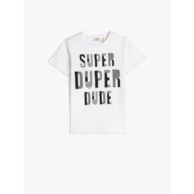 Koton 000 Erkek Çocuk Beyaz Bisiklet Yaka Kısa Kollu Baskılı T-shirt