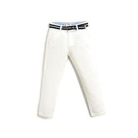 Koton 000 Erkek Çocuk Beyaz Kumaş Slim Fit Kemerli Cepli Pantolon