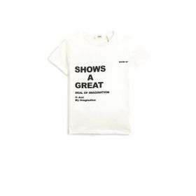 Koton 000 Erkek Çocuk Kısa Kollu Baskılı Bisiklet Yaka Pamuklu Beyaz T-shirt
