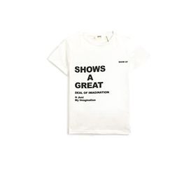 Koton 000 Erkek Çocuk Kısa Kollu Baskılı Bisiklet Yaka Pamuklu Beyaz T-shirt
