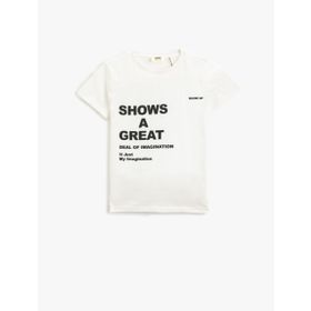 Koton 000 Erkek Çocuk Kısa Kollu Baskılı Bisiklet Yaka Pamuklu Beyaz T-shirt