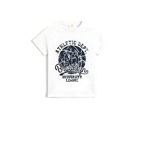 Koton 000 Erkek Çocuk Pamuklu Baskılı Kısa Kollu Beyaz T-shirt